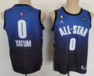 Mens Boston Celtics #0 Jayson Tatum Navy Blue 2022 All Star 6 Patch Icon Sponsor Swingman Jersey